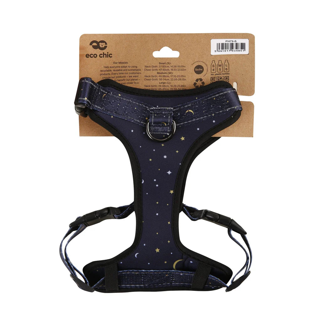 Eco Chic Navy Stars & Moons Dog Harness