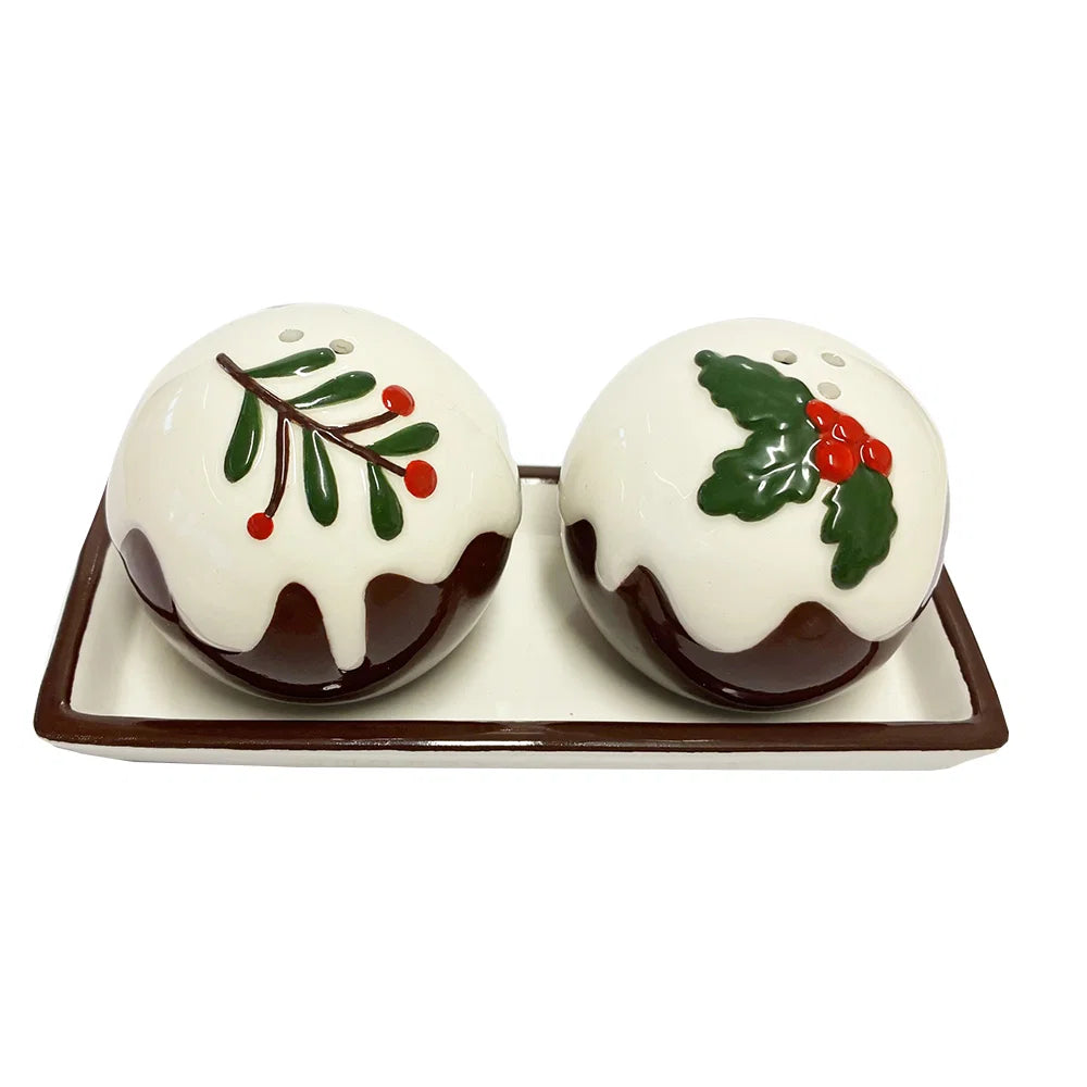 Eddingtons Ceramic Christmas Pudding Salt & Pepper Shakers Set