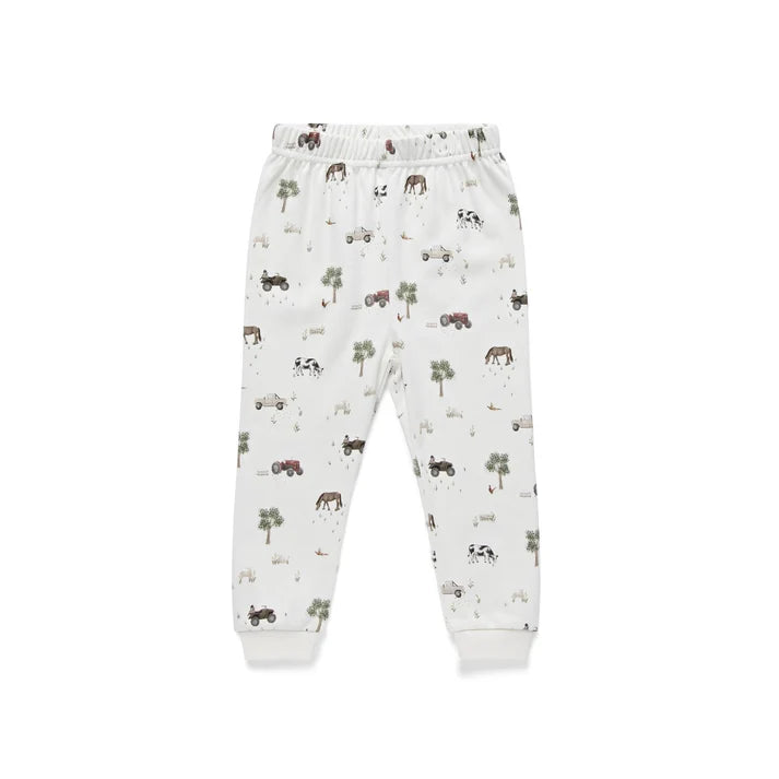 Eleanor Charles On The Farm print organic cotton pyjamas featuring red tractors and farm animals