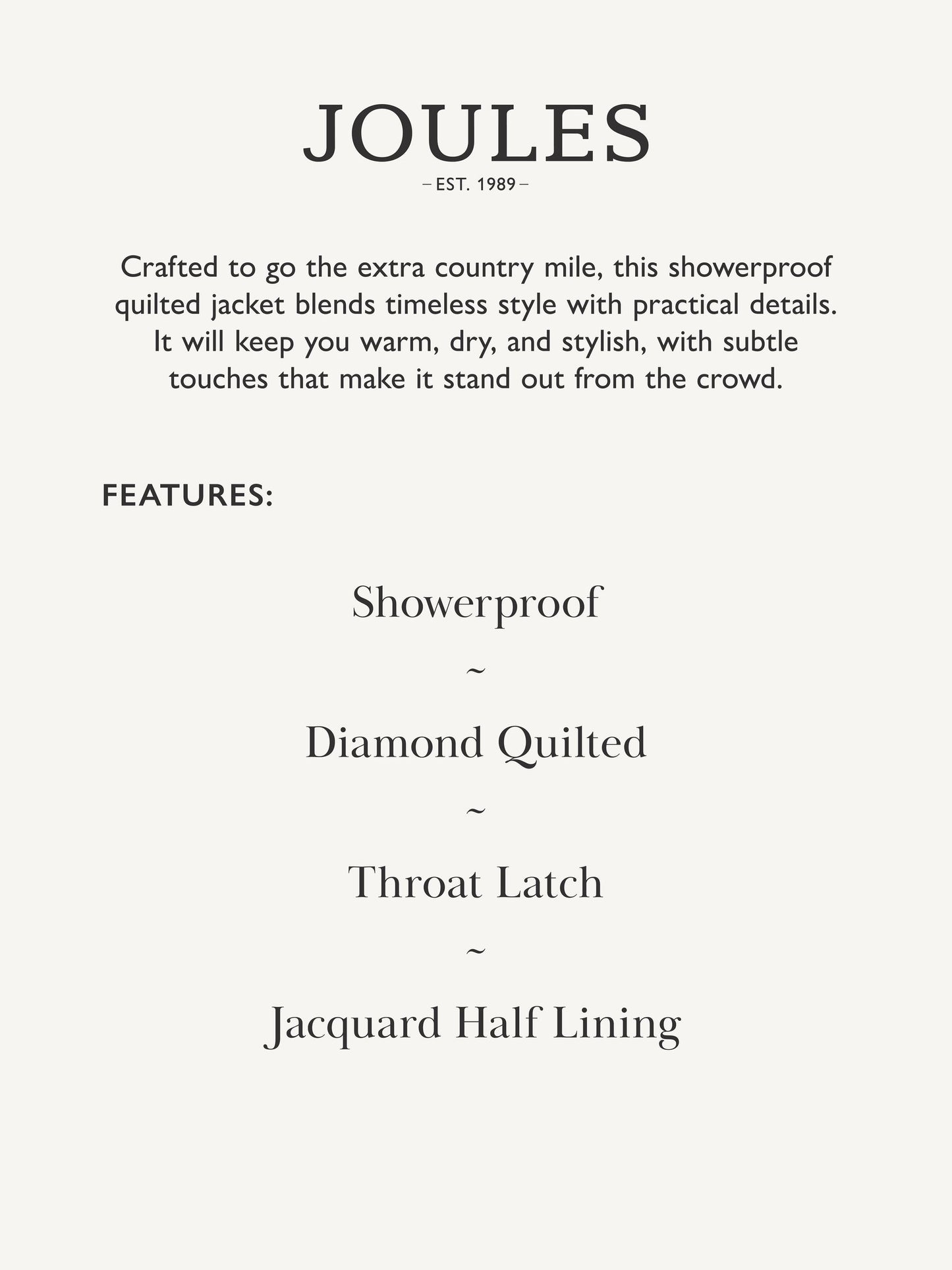 Joules Rosewell Longline Diamond Quilted Showerproof Coat