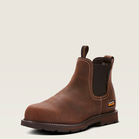 ARIAT Turbo Chelsea H2O Stivali Lavoro Impermeabili – Pelle Pieno Fiore, Punta Morbida EH, Taglia 9.5 D (M) Aged Bark