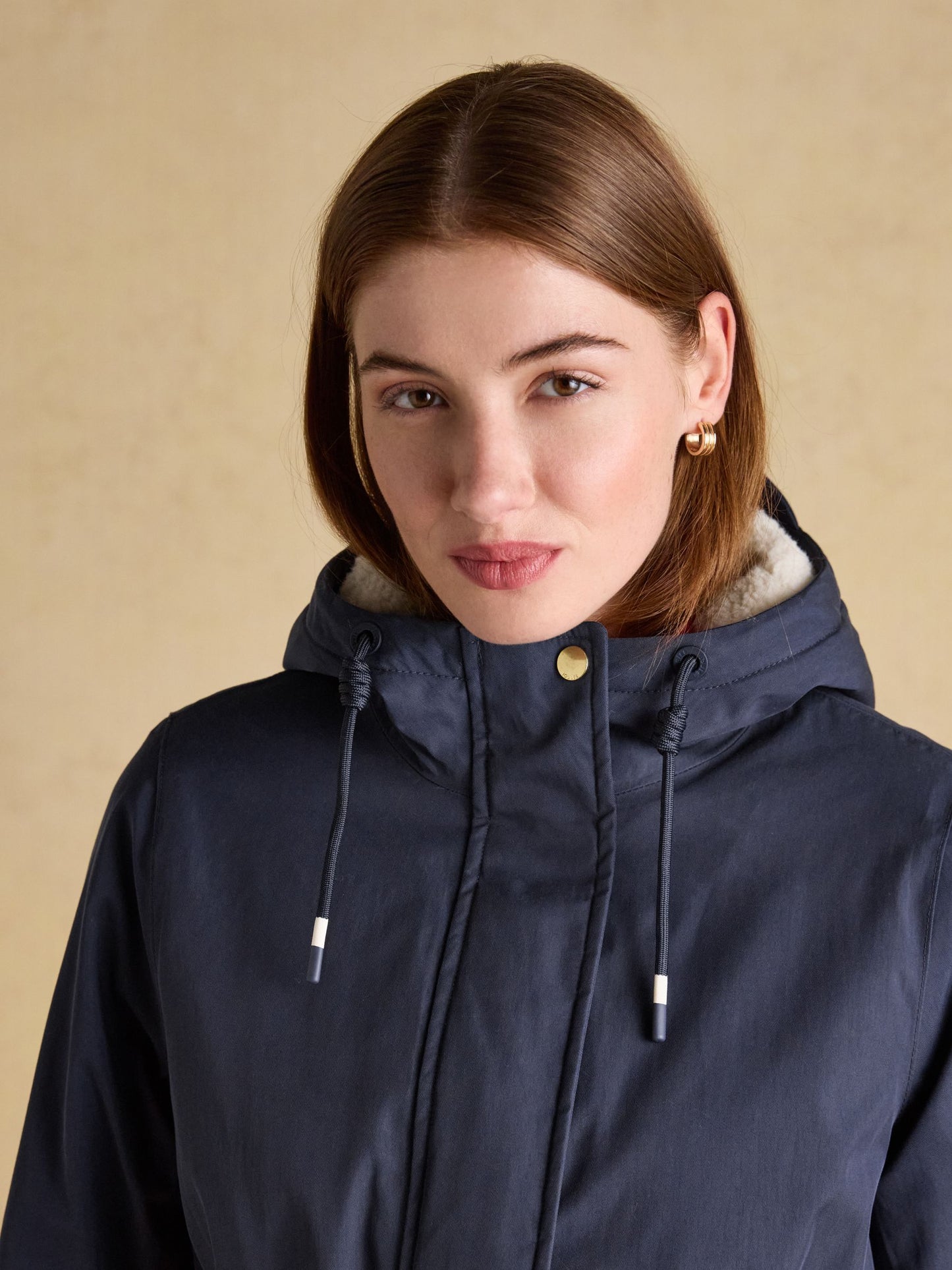 Joules Portwell Cosy Fleece Lined Waterproof Raincoat with Hood