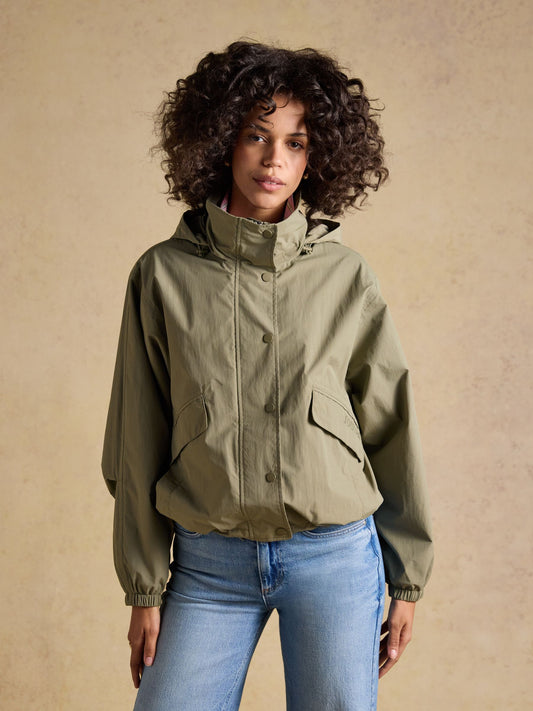 Joules Hove Waterproof Windbreaker Jacket in Khaki Green