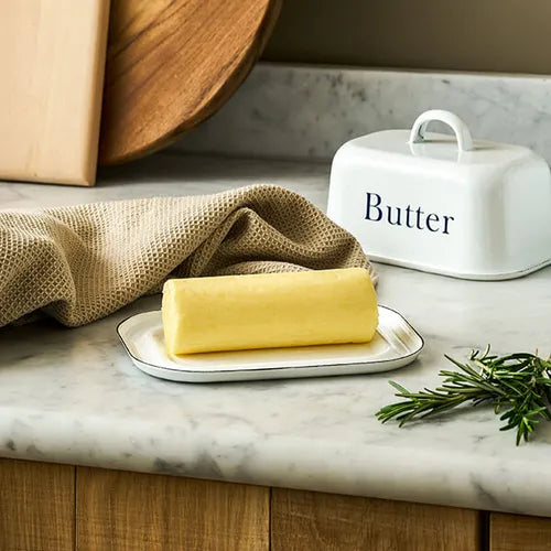 Garden Trading Enamel Butter Dish with Lid White