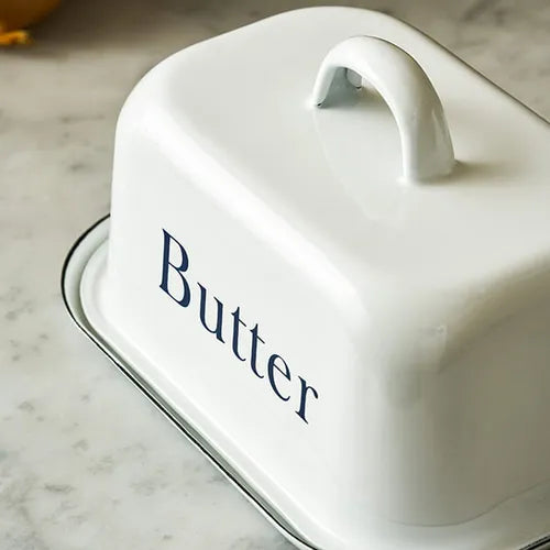 Garden Trading Enamel Butter Dish with Lid White