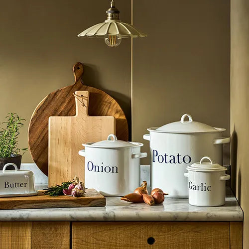 Garden Trading Enamel Butter Dish with Lid White