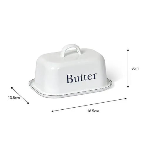 Garden Trading Enamel Butter Dish with Lid White