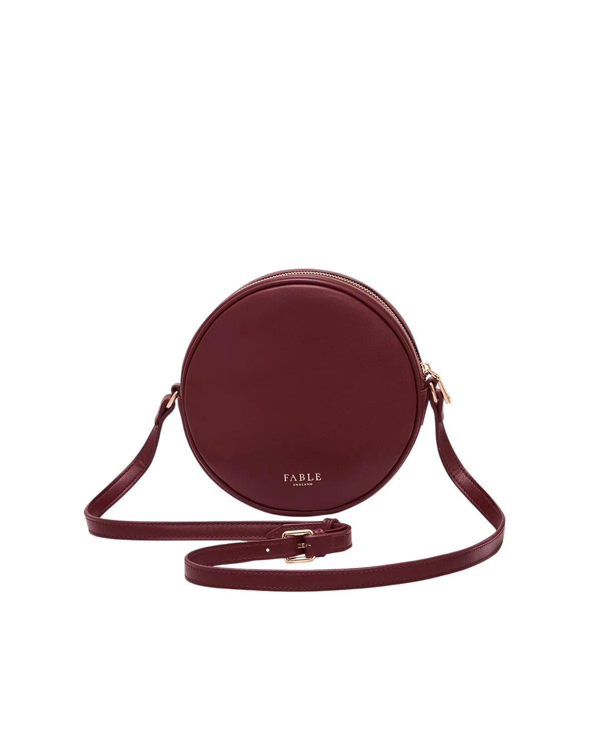 Fable Chloe Owl Embroidered Circle Bag in burgundy faux leather with floral tree and owl embroidery