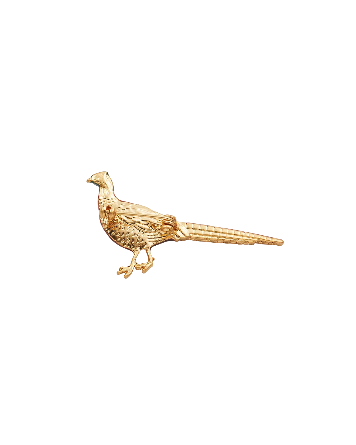 Fable Gold Pheasant Brooch in 22ct gold-plated finish with hand-painted enamel pheasant detail