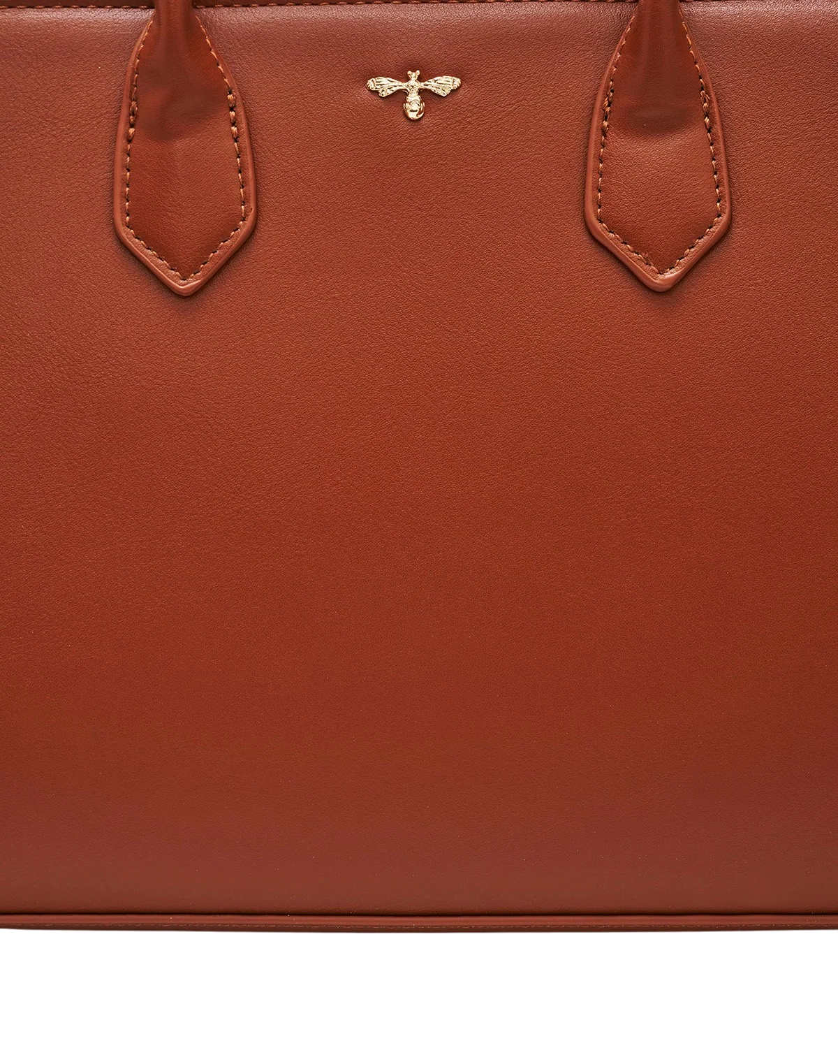 Fable Grace Structured Tote in Tan faux leather with printed handle scarf detail