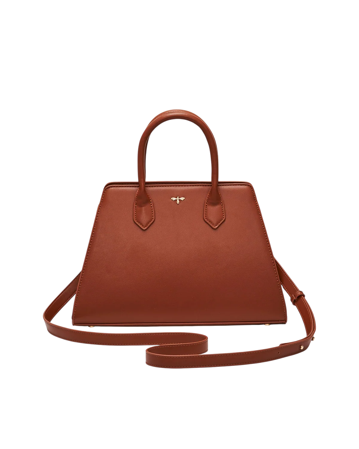 Fable Grace Structured Tote in Tan faux leather with printed handle scarf detail