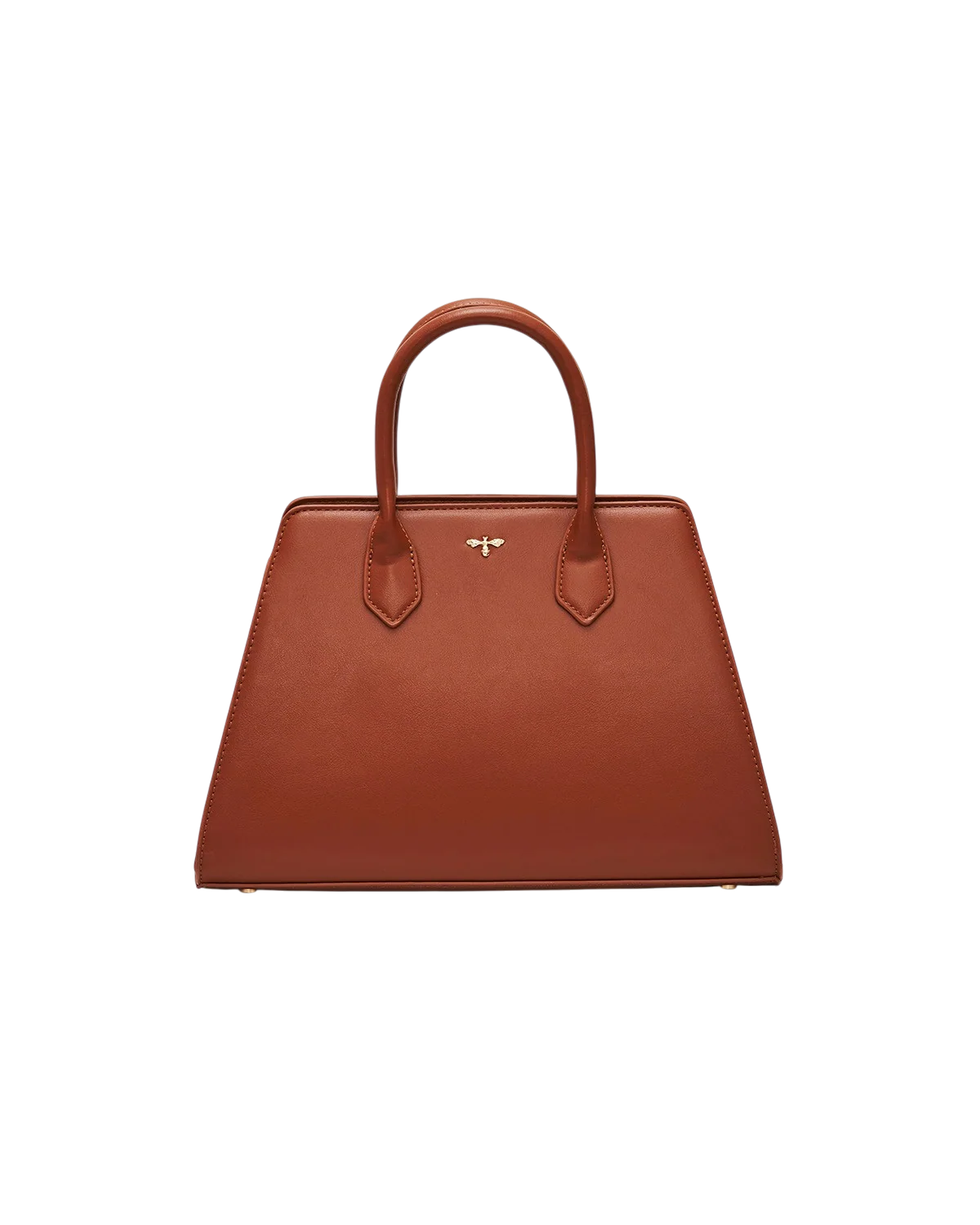 Fable Grace Structured Tote in Tan faux leather with printed handle scarf detail