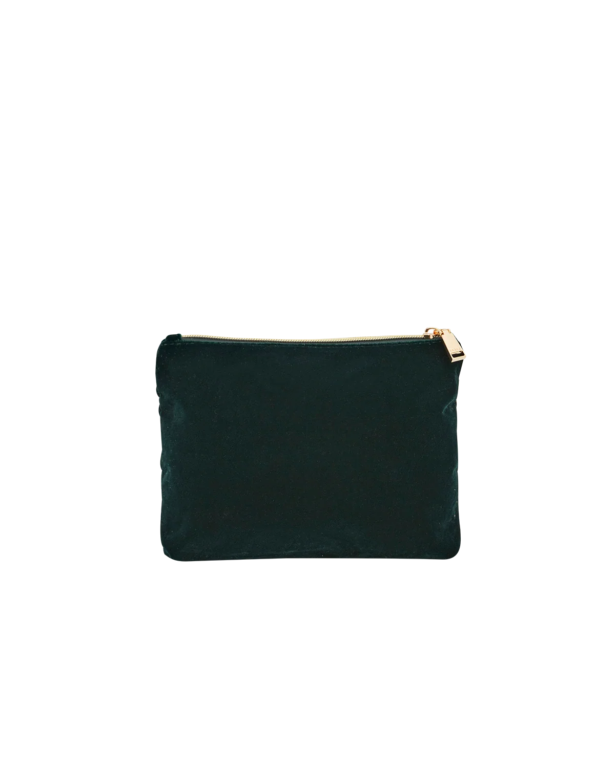 Fable Meadow Scene Embroidered Medium Pouch in Forest Green Velvet with detailed squirrel, owl, and hedgehog embroidery
