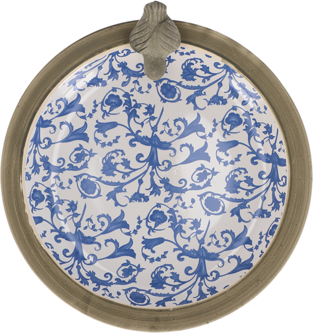 Fallen Fruits Ceramic White & Blue Bird Bath Bowl