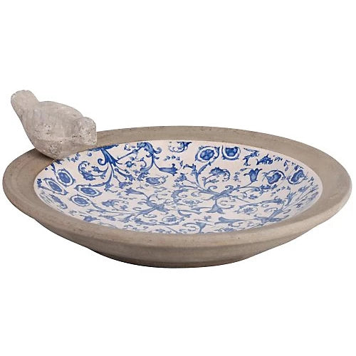 Fallen Fruits Ceramic White & Blue Bird Bath Bowl