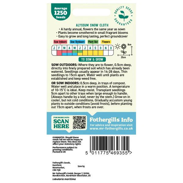 Fothergill's Alyssum Snow Cloth Seeds