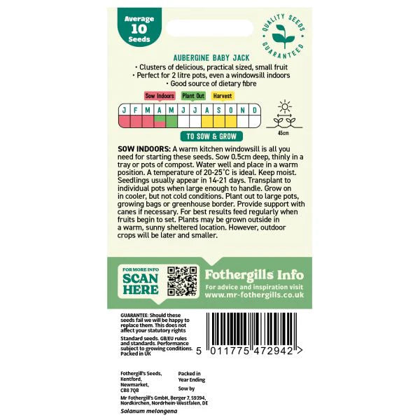 Fothergill's Aubergine Baby Jack Seeds