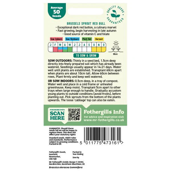 Fothergill's Brussels Sprout Red Bull Seeds