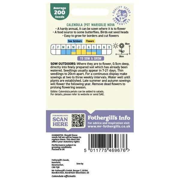 Fothergill's Calendula Pot Marigold Nova Seeds