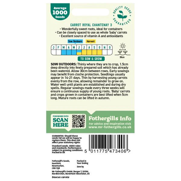 Fothergill's Carrot Royal Chantenay 3 Seeds