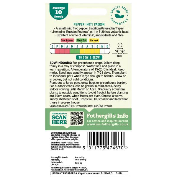 Fothergill's Chilli Pepper Padron Seeds