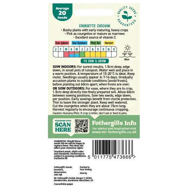 Fothergill's Courgette Zucchini Seeds