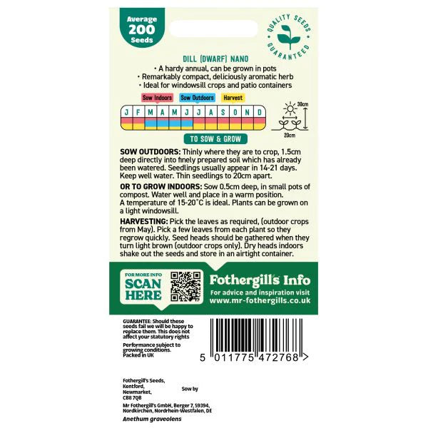 Fothergill's Dill Dwarf Nano Herb Seeds