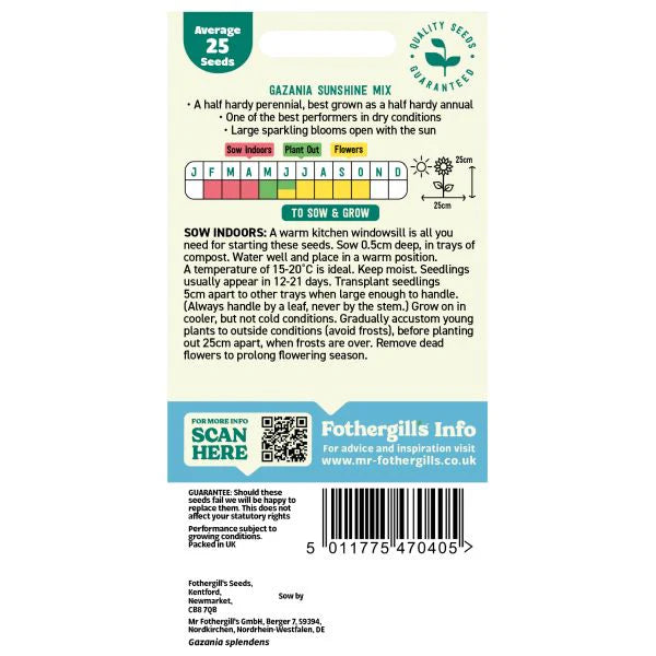 Fothergill's Gazania Sunshine Mixed Seeds
