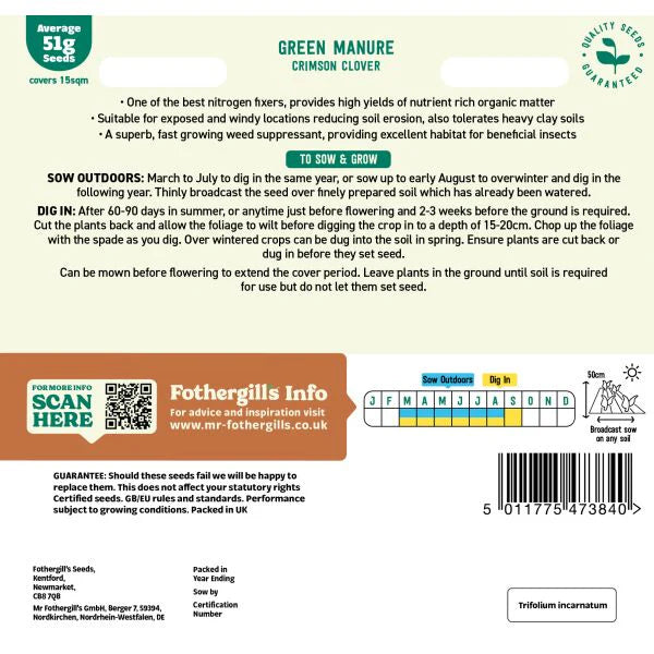 Fothergill's Green Manure Crimson Clover Seeds