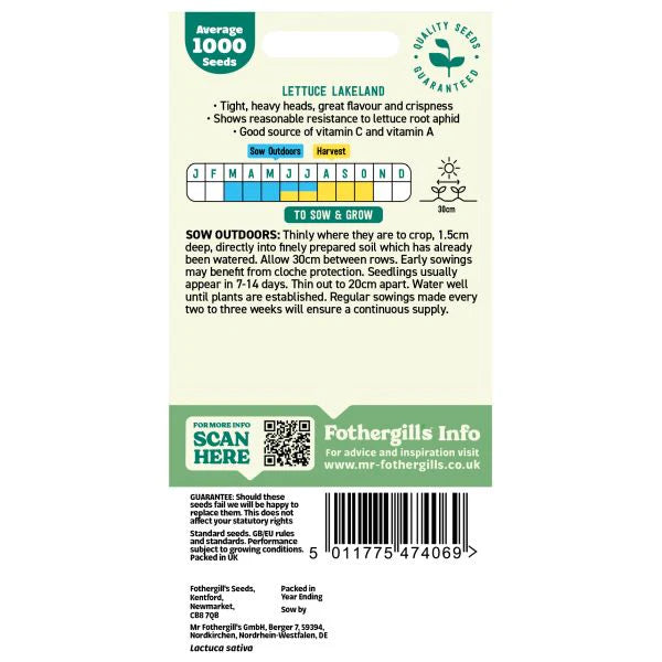 Fothergill's Lettuce Lakeland Seeds