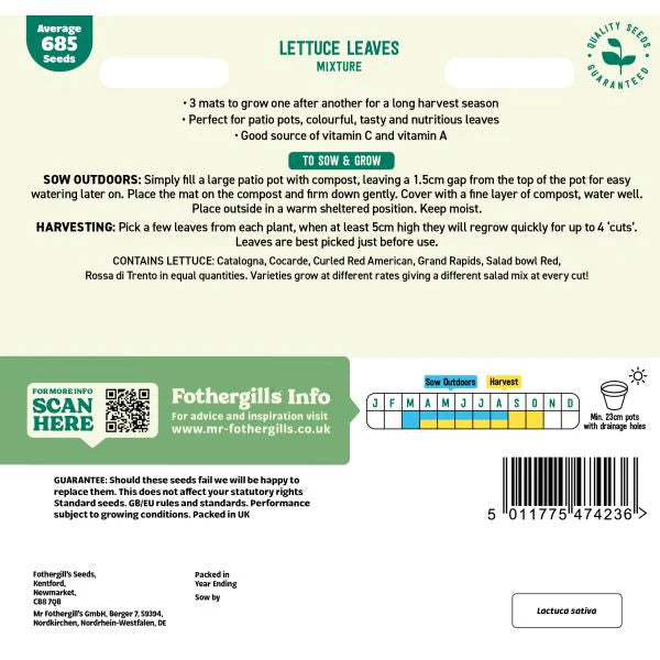Fothergill's Lettuce Leaves Mix Mat Seeds