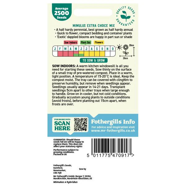 Fothergill's Mimulus Extra Choice Mix Seeds
