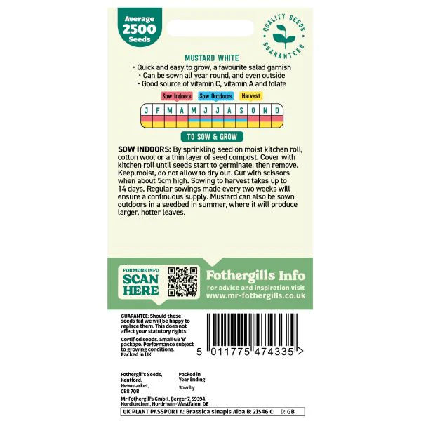 Fothergill's Mustard White Seeds