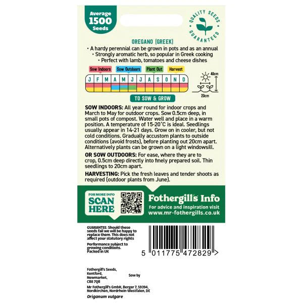 Fothergill's Oregano Greek Seeds