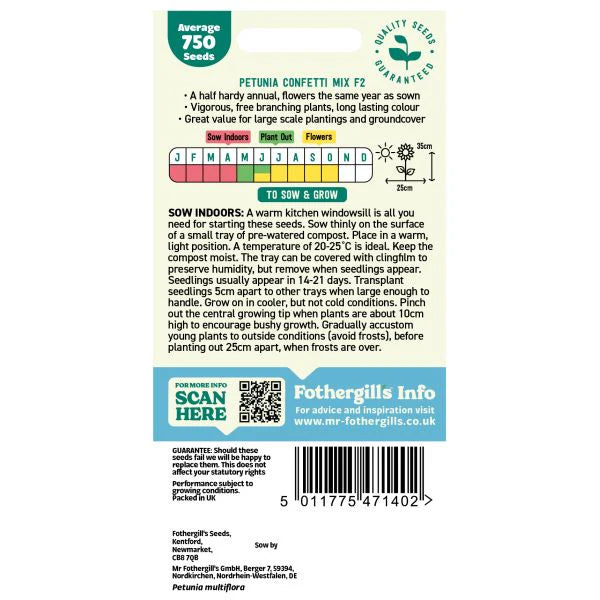 Fothergill's Petunia Confetti Mixed F2 Seeds