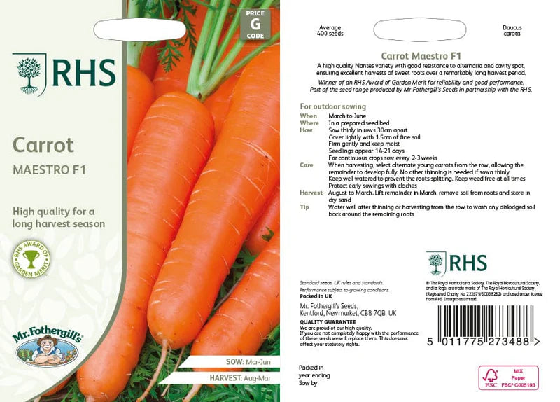 Fothergill's RHS Carrot Maestro F1 Seeds
