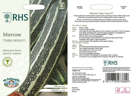 Fothergill's RHS Marrow Tiger Cross F1 Seeds