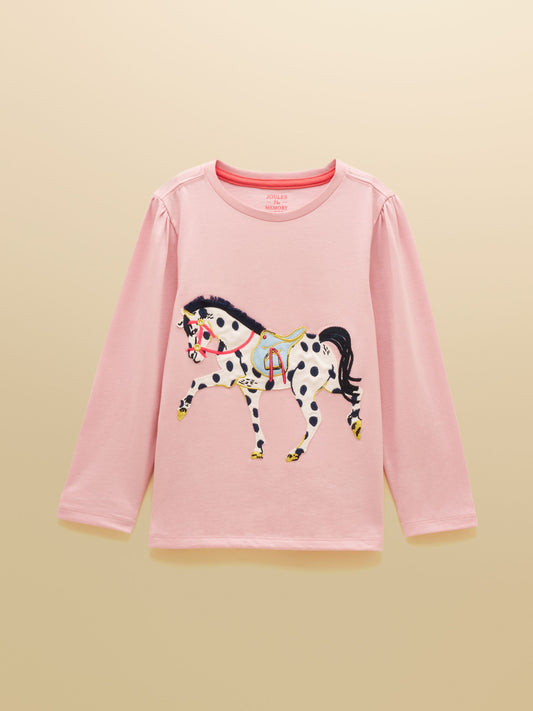 Joules Girls Ava Applique Long Sleeve Top