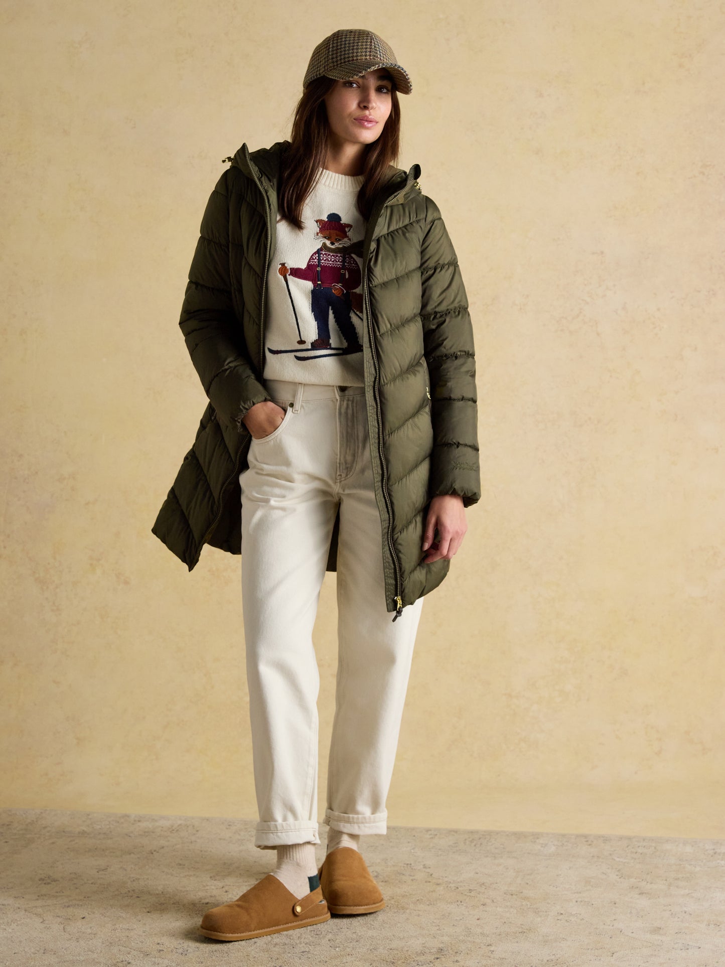 Joules Moorsdale Mid Length Showerproof Padded Coat with Hood