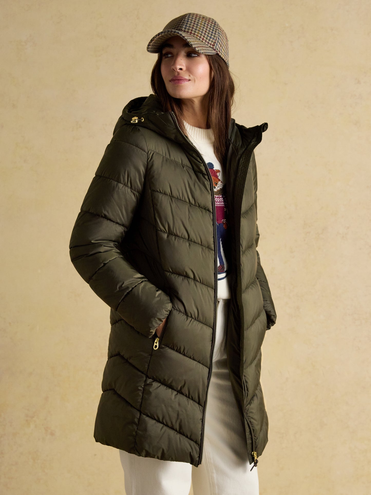 Joules Moorsdale Mid Length Showerproof Padded Coat with Hood
