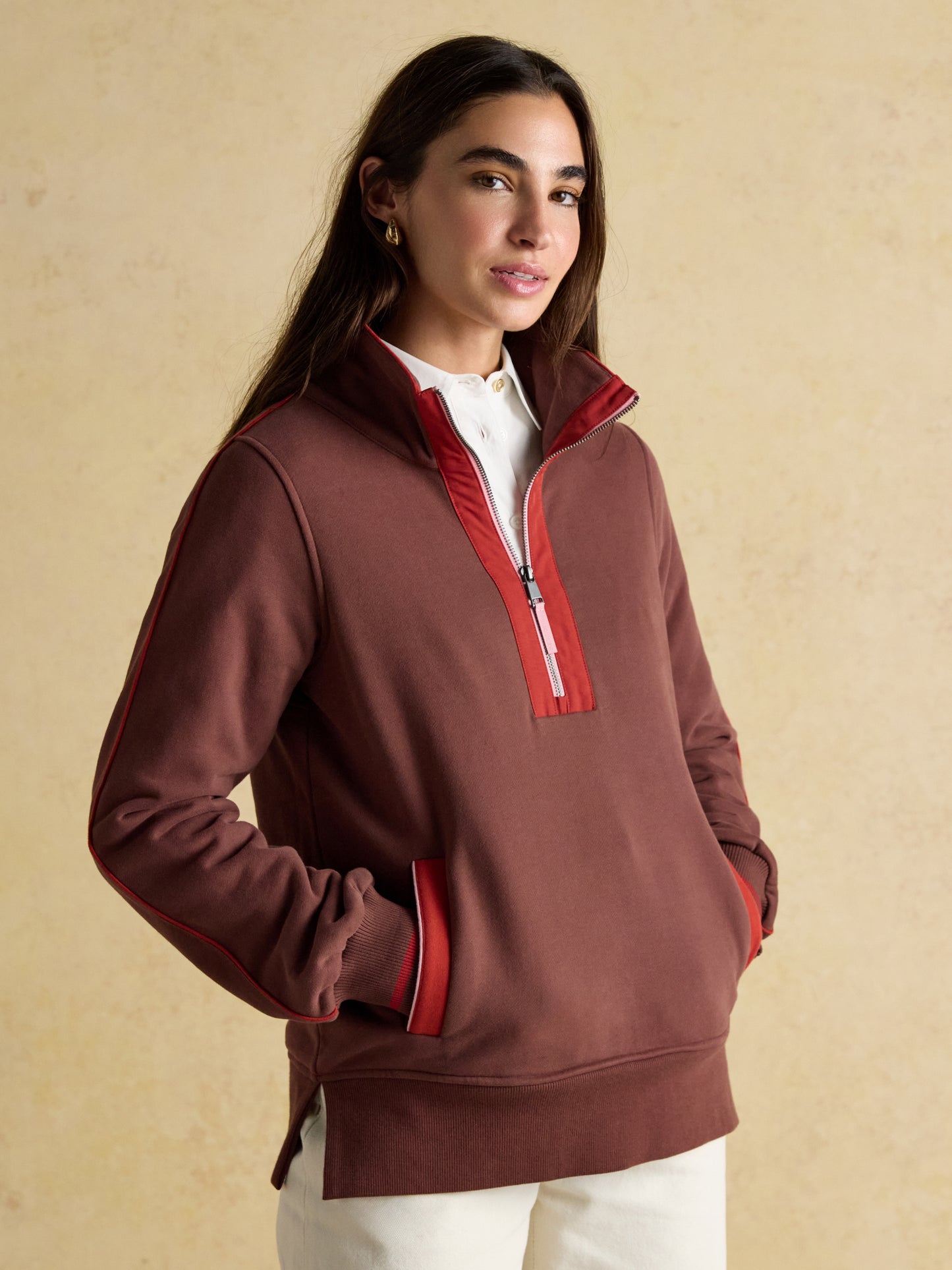Joules Bronte Funnel Neck Quarter Zip Sweatshirt
