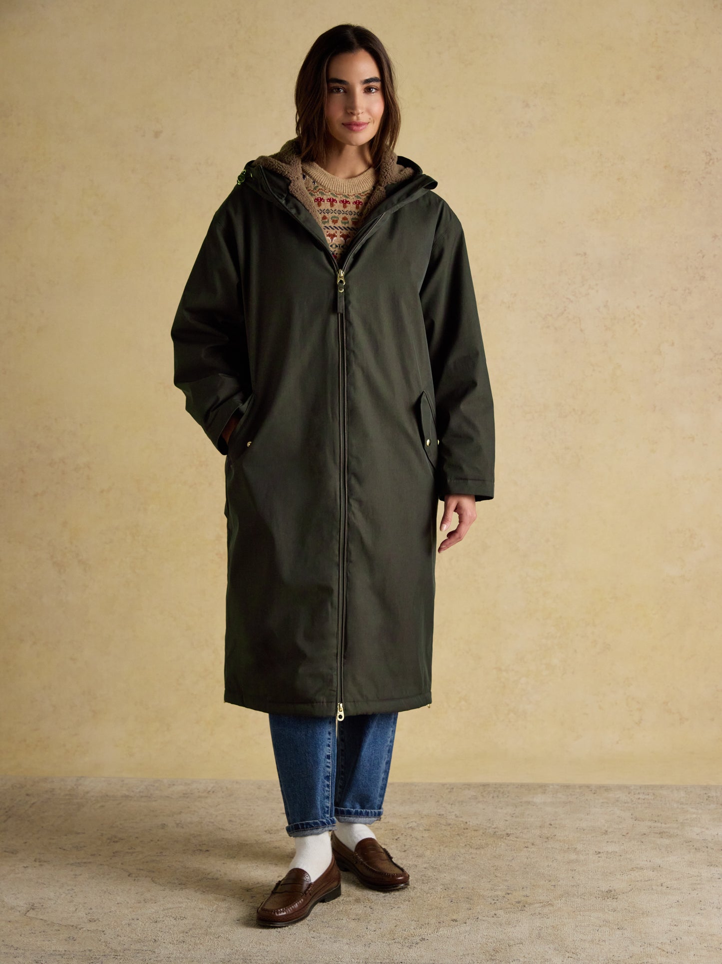 Joules Coverall Oversized Fleece Lined Waterproof Coat