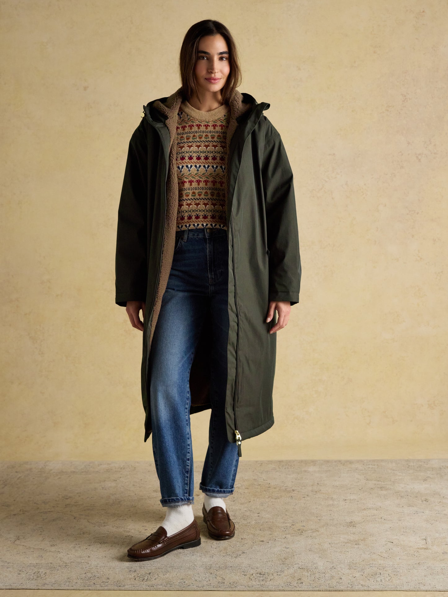 Joules Coverall Oversized Fleece Lined Waterproof Coat