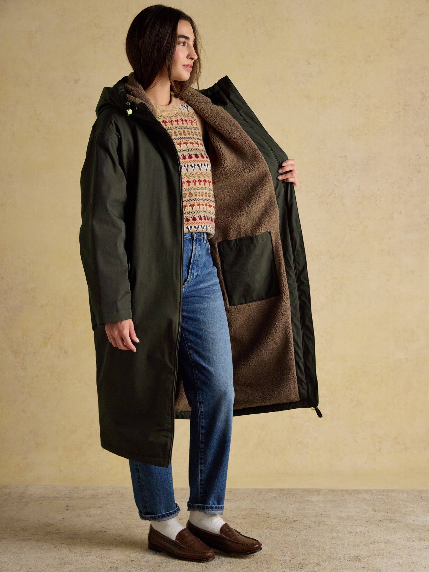 Joules Coverall Oversized Fleece Lined Waterproof Coat