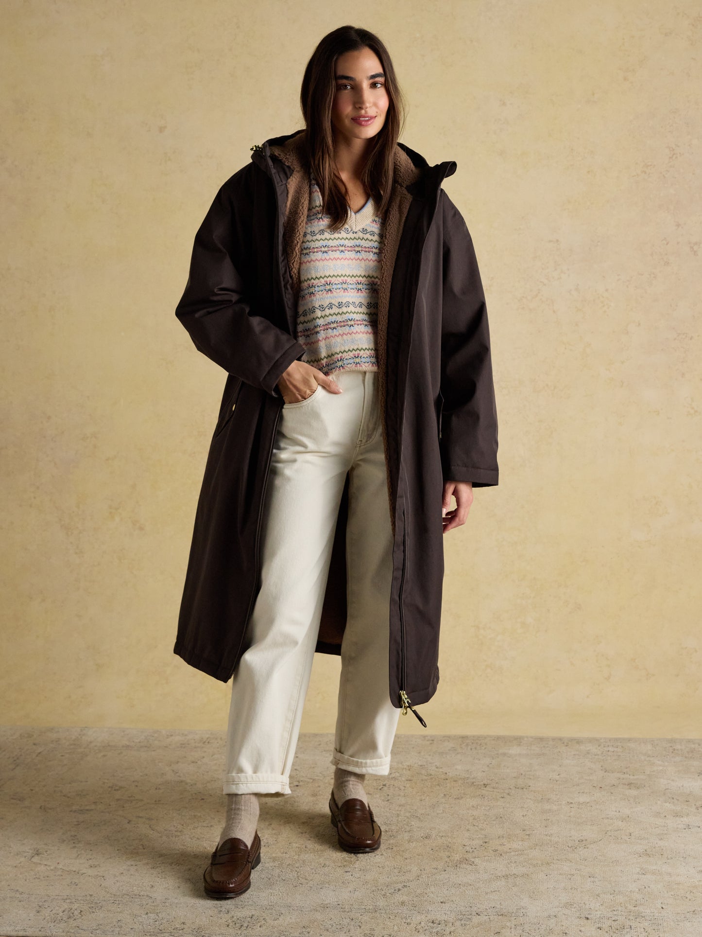 Joules Coverall Oversized Fleece Lined Waterproof Coat