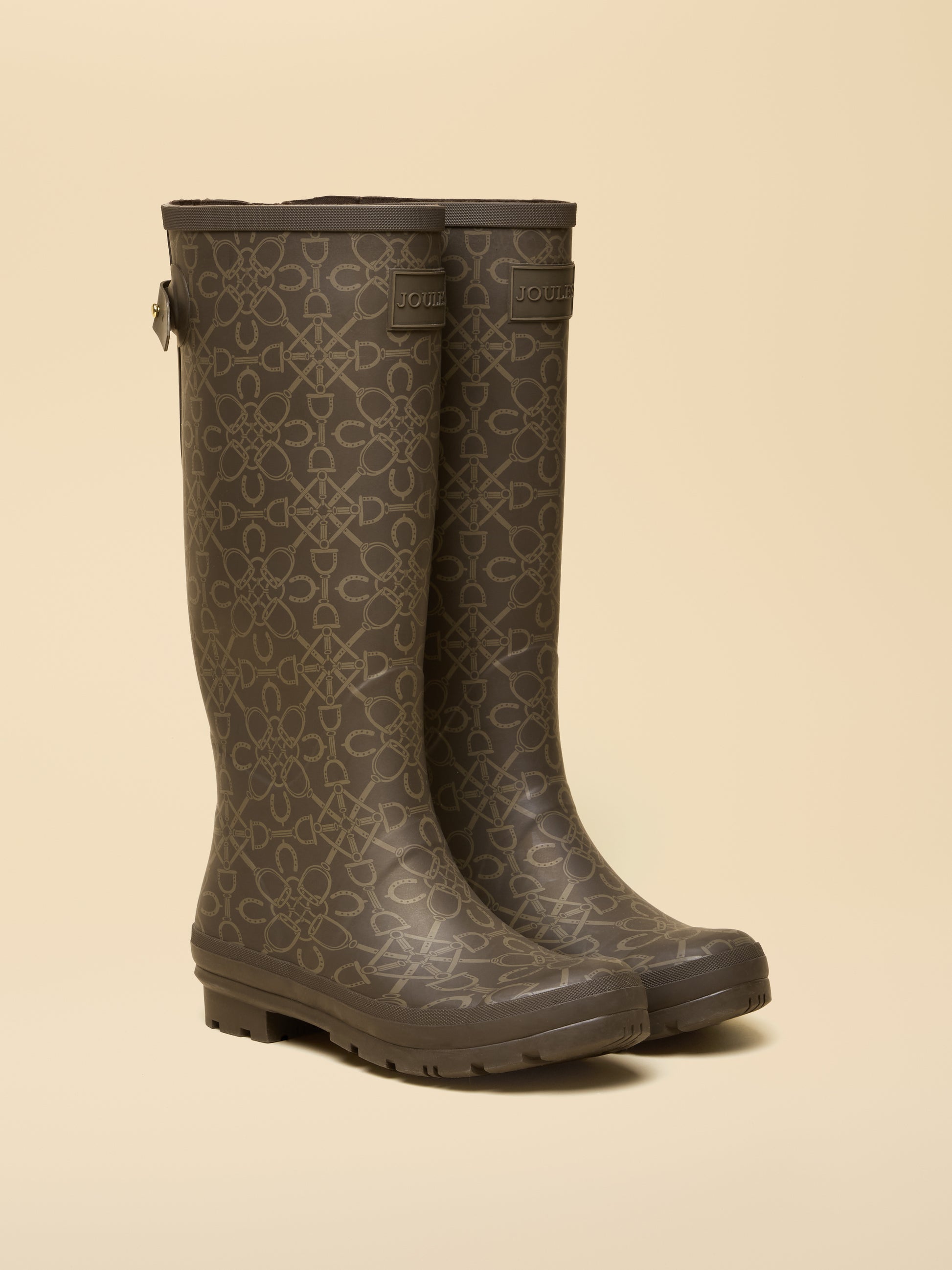 Joules Printed Adjustable Tall Wellies in Brown