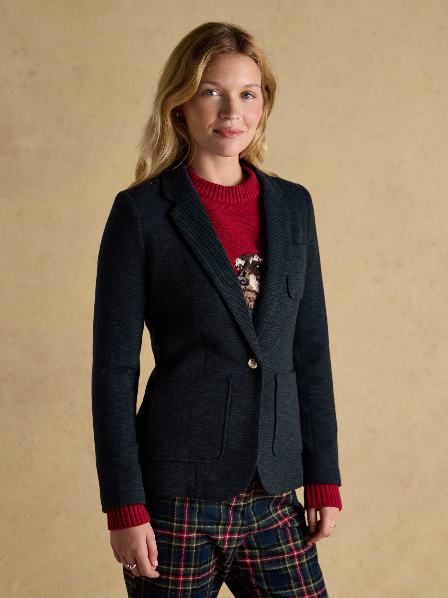 Joules Albury Cotton Blazer in Navy