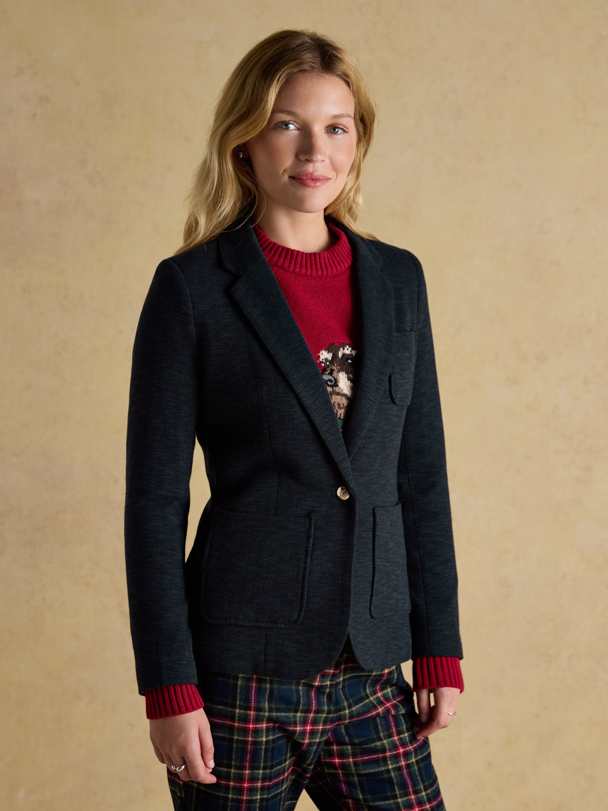 Joules Albury Cotton Blazer in Navy