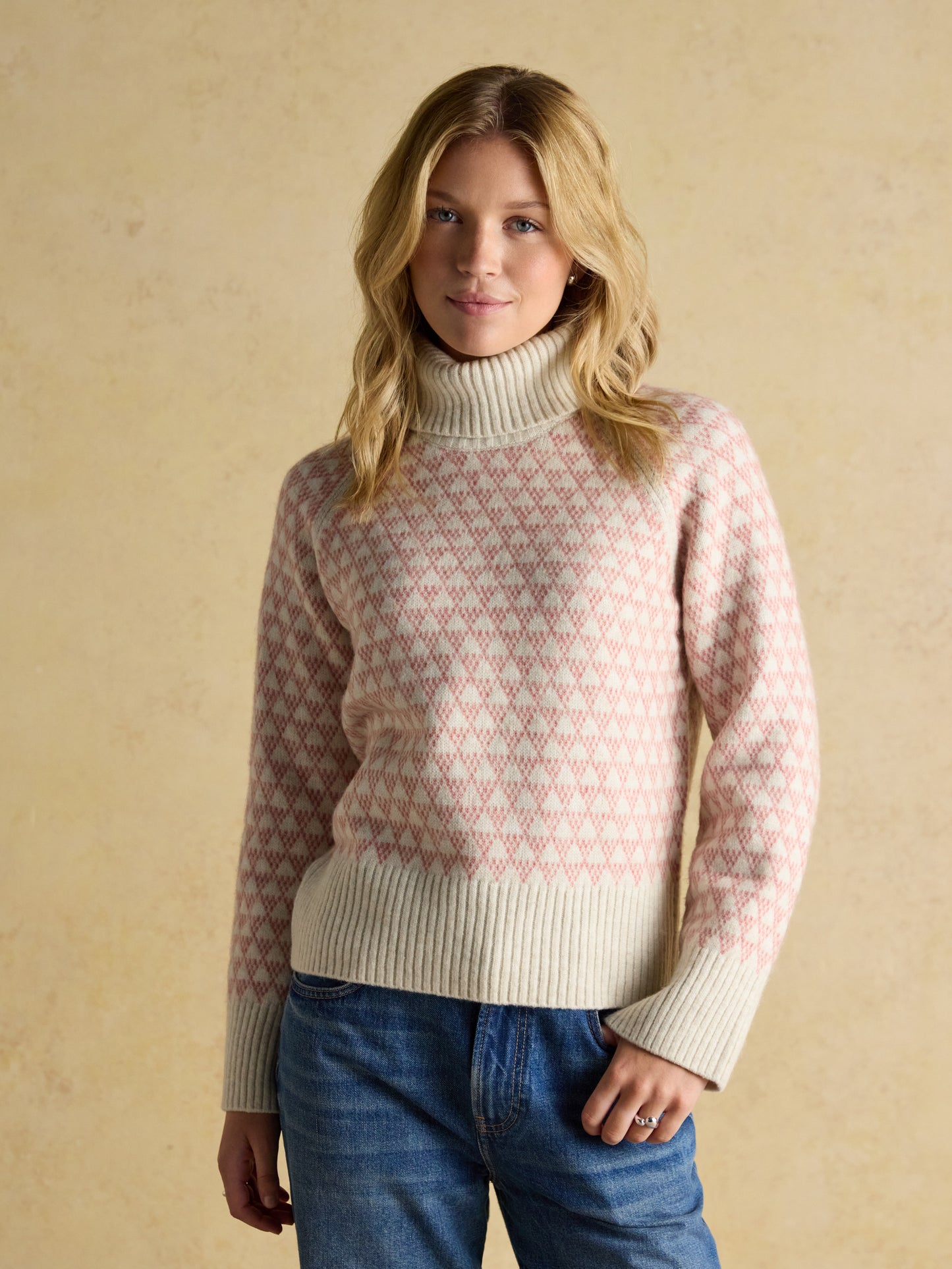 Joules Addison Patterned Jumper with Detachable Roll Neck
