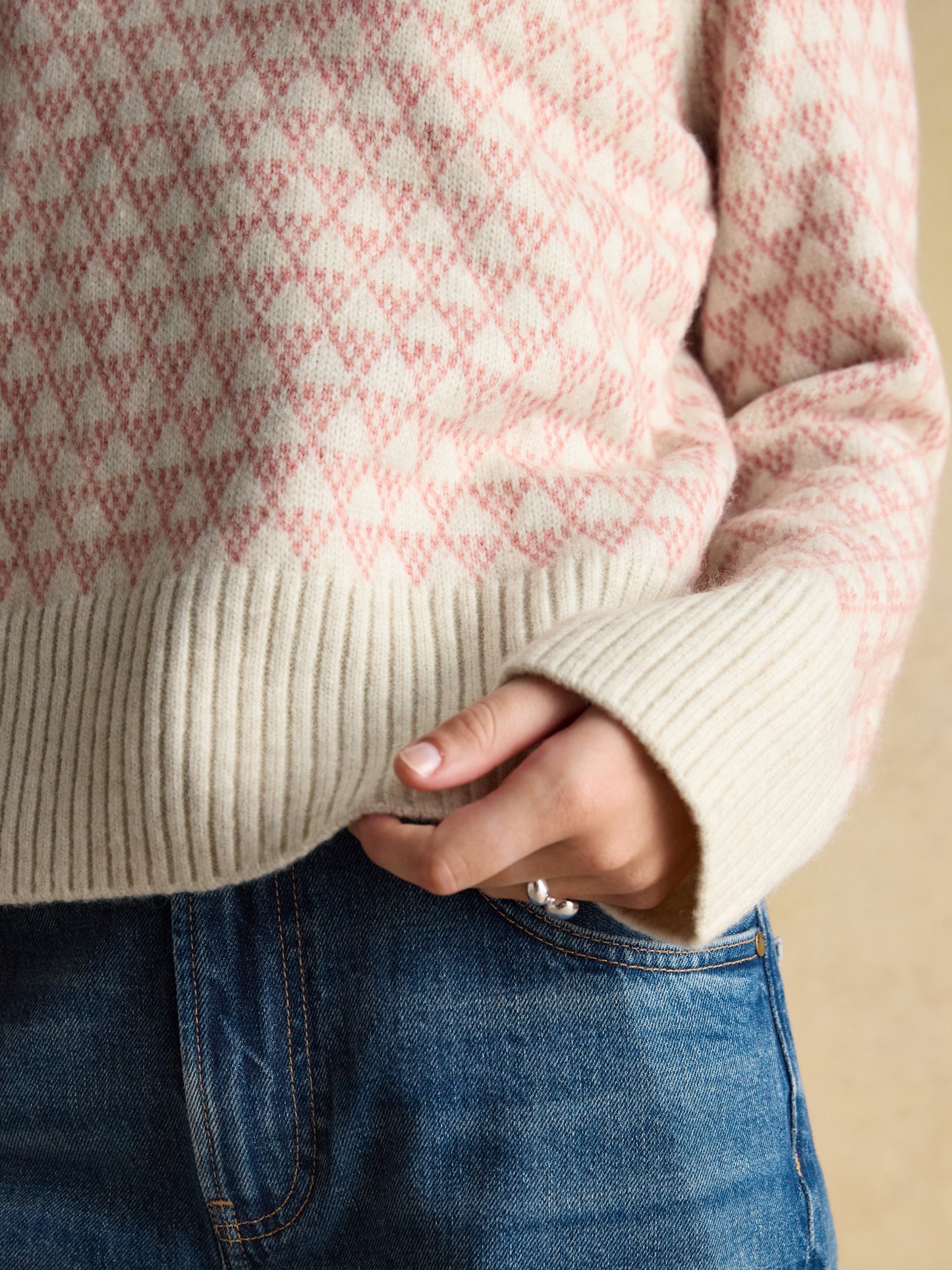 Joules Addison Patterned Jumper with Detachable Roll Neck